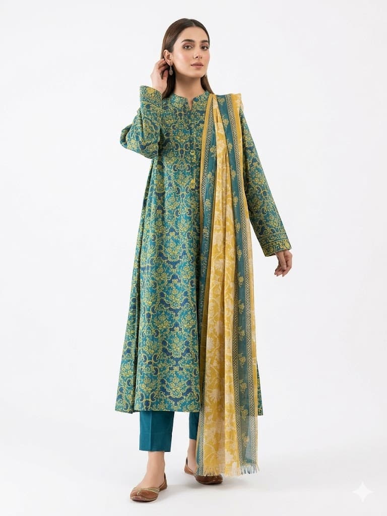 Unstitched Printed 3 Pcs Suit