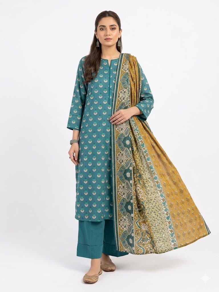 Unstitched Printed 3 Pcs Suit