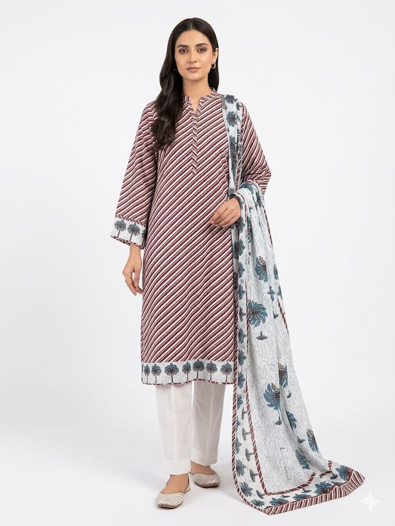 Unstitched Printed 3 Pcs Suit