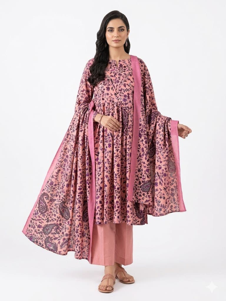 Unstitched Printed 3 Pcs Suit
