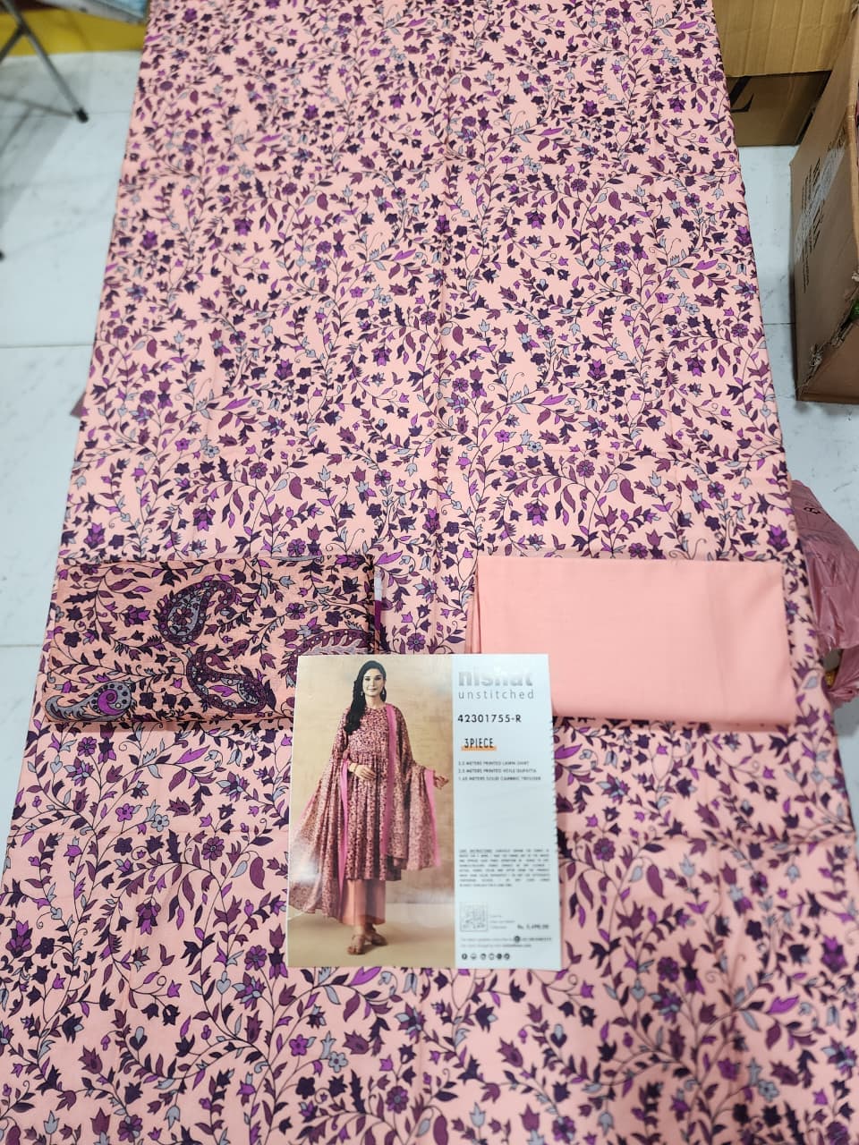 Unstitched Printed 3 Pcs Suit view 2