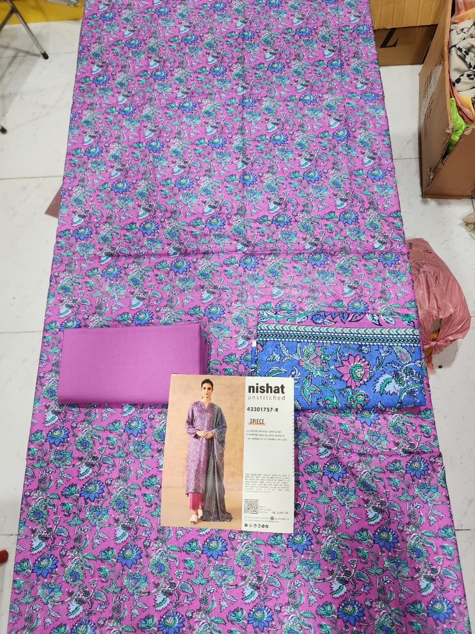 Unstitched Printed 3 Pcs Suit view 2