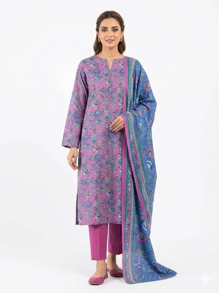 Unstitched Printed 3 Pcs Suit