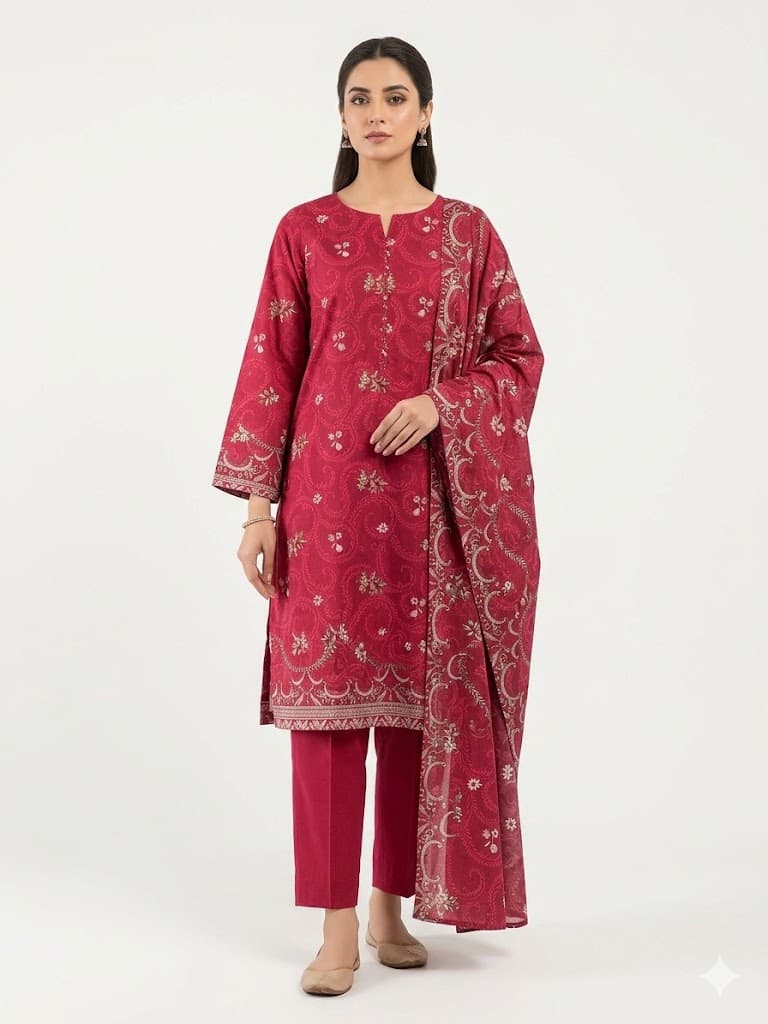 Unstitched Printed 3 Pcs Suit